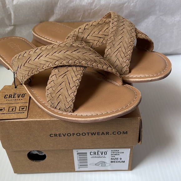 Crevo Suede / Genuine Leather Braided Flat Sandals | women's size 9 - Picture 2 of 10
